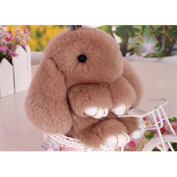 Dyed Brown Rabbit Fur Keychain 18cm Size PP Catton Fillings Used For Bag
