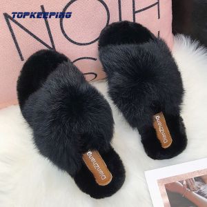 1D0013 2022 Wholesale Flat Furry Adult Lady Cotton Slide Slipper