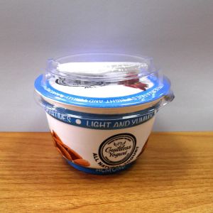 Food Grade Disposable customized plastic yogurt milk drink cup with aluminum