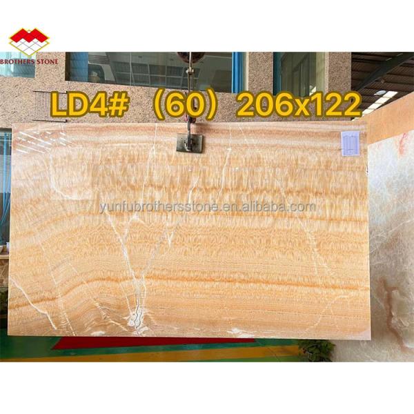 Thickness Tolerance /- 1mm Antique Book Match Yellow Onyx Marble for Lavabo Component