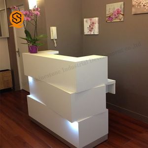Modern Artificial Stone Salon Reception Counter Light Up Reception Desk