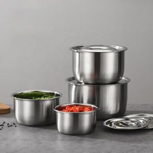Hot Selling Kitchen 5 Pcs Cooking Pot 410 Stainless Steel Cookware Set Kitchen