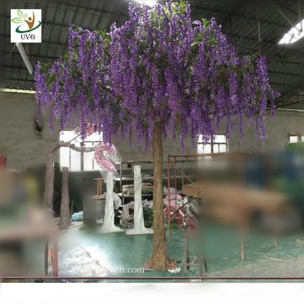 UVG WIS011 4 meters purple fake trees with silk wisteria flowers for party decoration