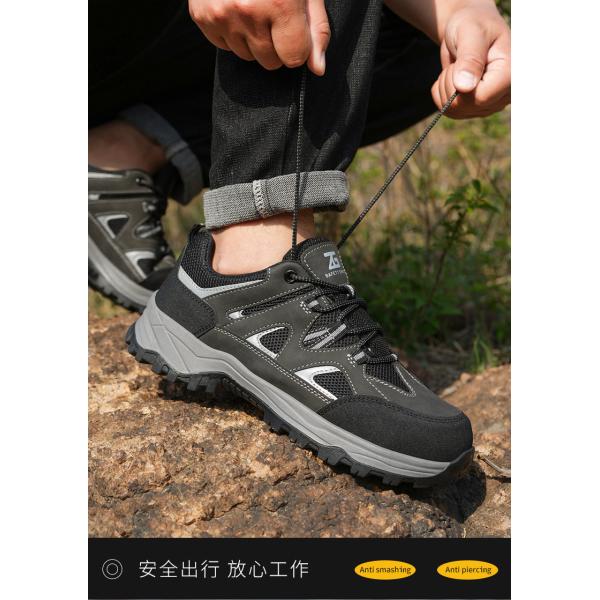 Kevlar Midsole Anti-stab Steel Toe Black Microfiber Flying Knit Work Shoes For Industrial Safety