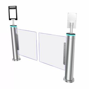 One Pillar Integrated Glass Swing Barrier Gate With Face Recognition For Wheel