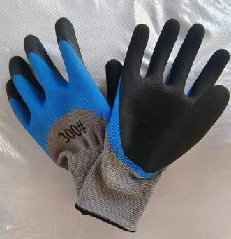 15 Gauge Flex Latex Coated Gloves Blue Nylon Spandex Liner Latex Work Gloves