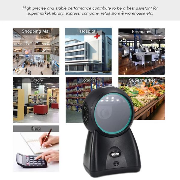 Plug-and-Play Desk Barcode Scanner Compact Desktop QR Reader for Office & Small Business