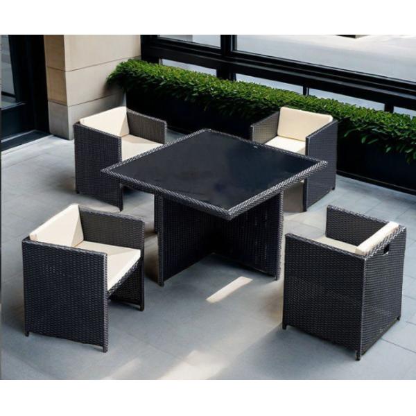 CE BSCI Wicker Dining Desk Outdoor Garden Patio Cubic Table Set Commercial
