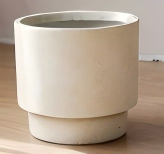 Light Beige Two-layer Structure Round Fiber Clay Outdoor Planter Architectural Landscaping Design