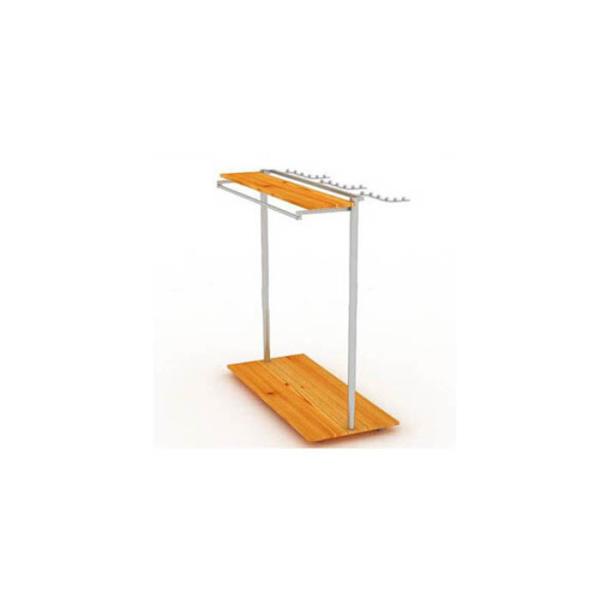 Practical Wooden Garment Display Stand Space Saving Sliver Metal Hanging