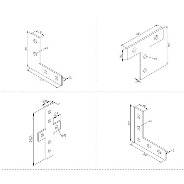 5052 Metal Laser Cutting Parts 0.01-0.1mm T-Shaped L-Shaped Cross Shaped Connecting Plate