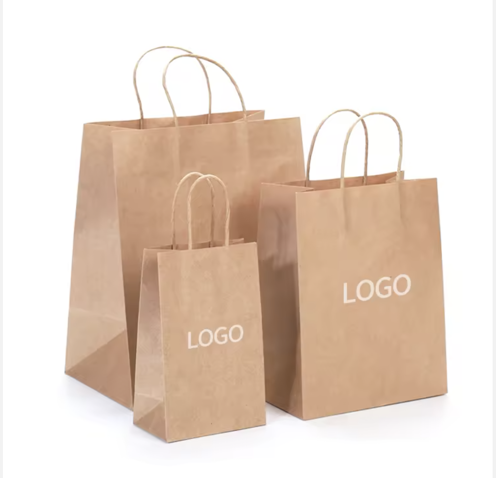 Recycled Kraft Paper Bag with Twisted Handle