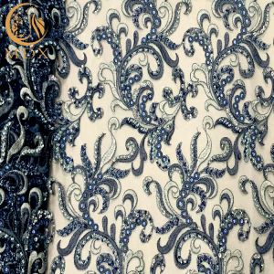 Handmade African Styles Beaded Embroidery Lace Fabric For Clothing