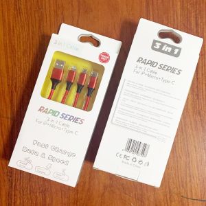 3 Ports In 1 1.2m Mobile Phone Cables Alumunium Alloy Fiber 2A Fast Charging