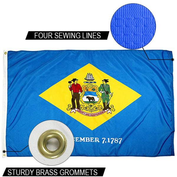 State of Delaware Flag 3x5 ft Outdoor Heavy duty Dupont Nylon US Flags Strong