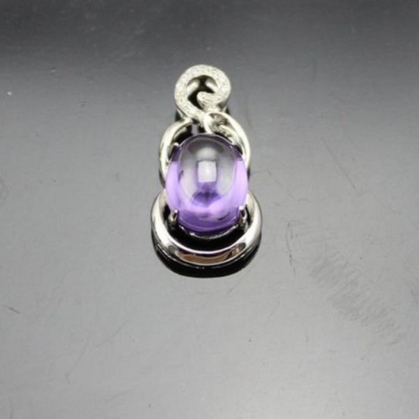 Sterling Silver Silver Chain Necklace Oval 8mmx10mm Blue Topaz Pendant (PSJ0477)