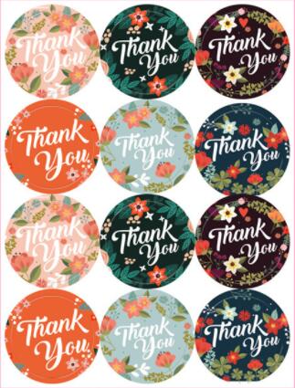 Round Shape Thank You Self Adhesive Sealing Stickers 2.5*2.5cm Waterproof