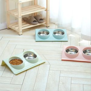Fashionalbe Pet Food Feeder / Combination Double Bowl Thick Non - Tasteless