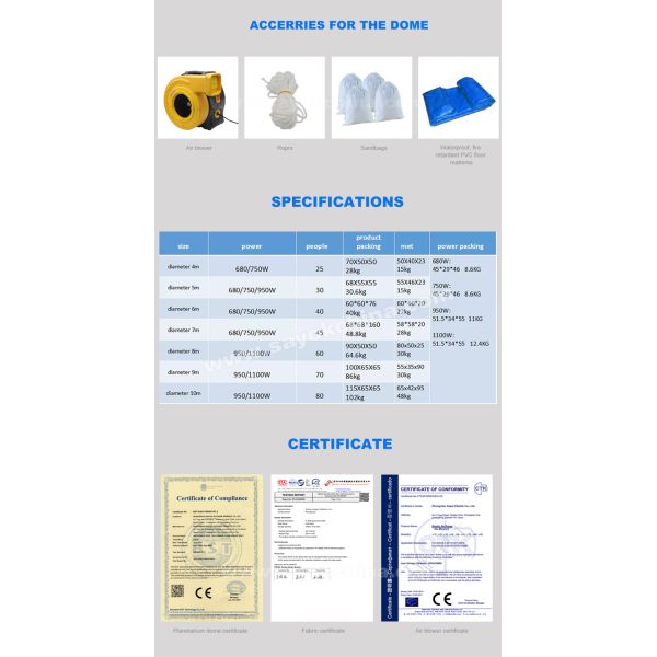 360 Degree Fulldome Kids Schools Equipment Movie Star Projection Tent Mobile Portable Inflatable Planetarium Dome for Sale