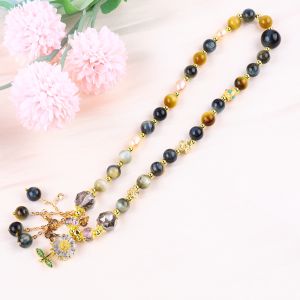 Unique 8MM With Dream Tiger Eye SunFlower Spinner Charm Blessing Crystal Double