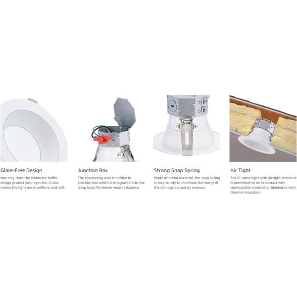 Ceiling Anti Glare White LED Flush Mount Light 4 Inch 3000k 10w Canless