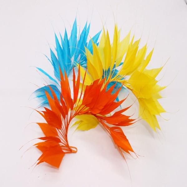 Dyed Millinery Supplies Stripped Goose Feather Flower Mount with Wire Accessory