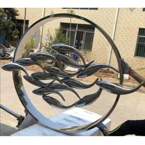 Modern Mirror Fish Group Welding Stainless Steel Art Sculptures