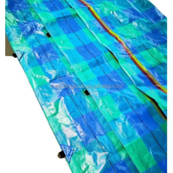 Buy PE Tarpaulin Blue Grid UV Resistant Covering for Moisture-Proof and Sunlight Blockage at wholesale prices
