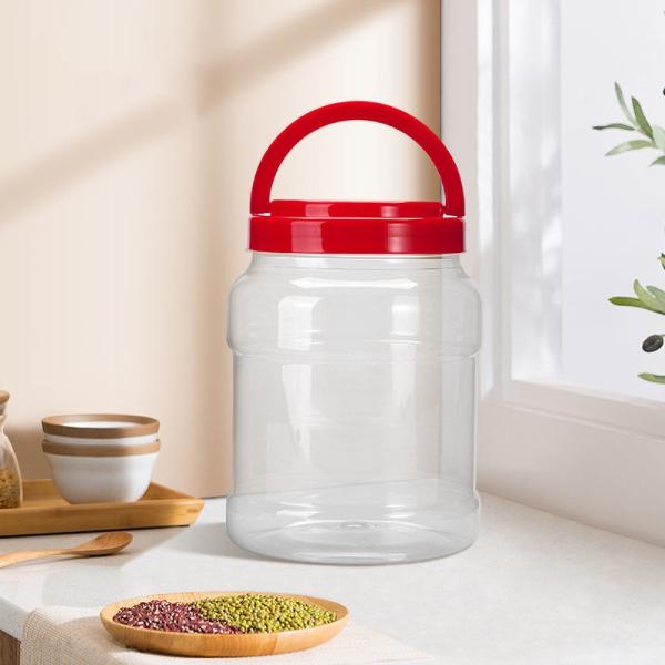 Buy Clear Food Container Empty PET Plastic Jars With Aluminum Lids 2500ml at wholesale prices