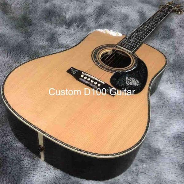 Deluxe Solid Rosewood Back Side 41 Inch D100aa Type Spruce Engraved Acoustic Guitar Abalone Inlay