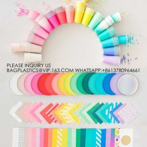 Stamping Edge Hexagon Disposable Tableware Set Wedding Disposable Tableware