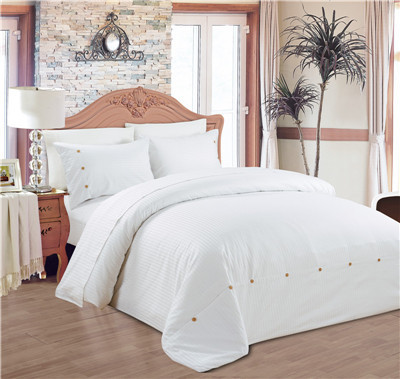 Buy Sateen Stripe Duvet Cover Set Polyester Cotton Bedding Set 4pcs at wholesale prices