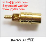 High quality gold plated MCX jack streight crimp coaxial adapter MCX-K-1.13 open window