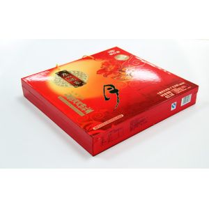 Elegent Red Printed Recycled Paper Gift Boxes , Moon Cake packaging