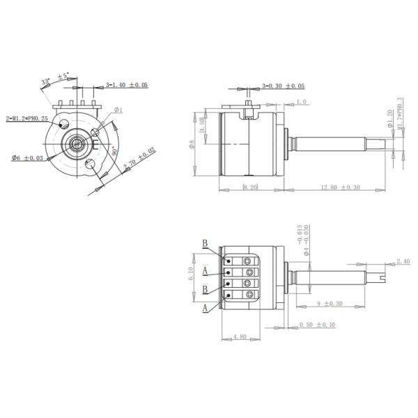 8mm 2 Phase Micro Stepper Motor 18 Degree Step Angle