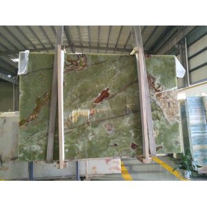 Green grey yellow tiger onyx white marble natural stone slab