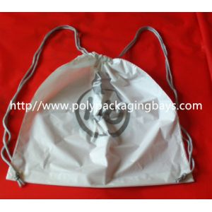 Personalized PP Promotion Packaging / White Plastic Drawstring Backpack