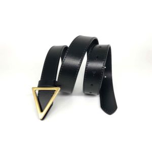Triangle Plate Prong Buckle Ladies Cowhide Leather Belt