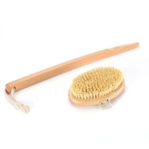 Vegan Sisal Body Dry Brush Detachable Natural Beechwood Long Handle