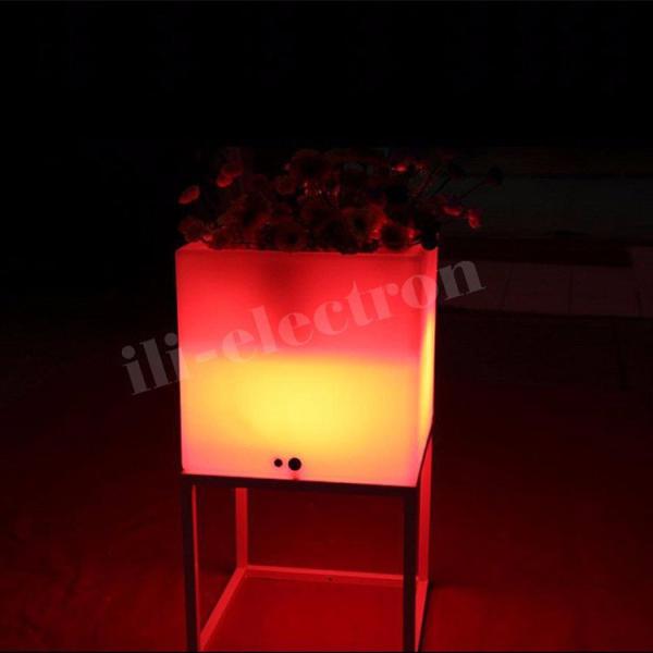 Outdoor Waterproof Light Up Ice Bucket Square With Metal Stand