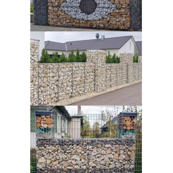 Gabion Mesh Wire Wall Panel, Galvanized Steel Gabion Wall With Covers, Garden Stone Wire Basket Fencing Gabion Mesh Wire Wall with Covers Galvanized