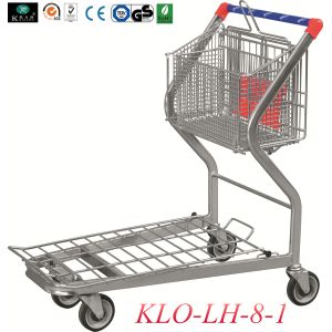 2 Tier Folding Warehouse Factory Cargo Trolley With 4 Swivel 5 Inch PU Wheels