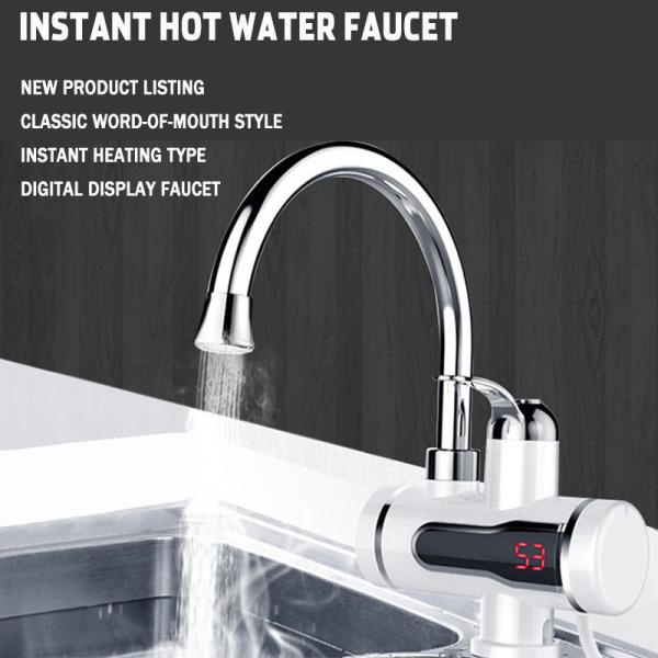 30-60℃ 220 Volt Deck Mounted Heater Faucet Electric Heated Basin Tap 2-3L/Min RoHs
