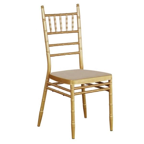 Buy Restaurant Gold Chiavari Chairs Wedding Metal Frame Fabric Banquet Chairs at wholesale prices