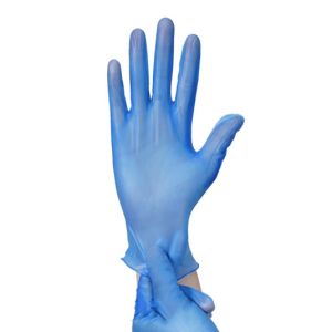 China Household Blue Vinyl Disposable Gloves Powder Free PVC Glove on sale