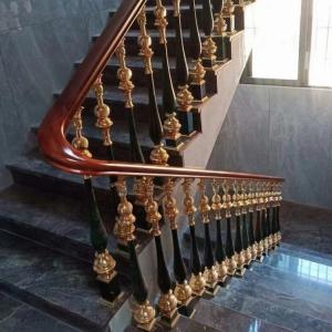 China 3D Design Metal Stair Railing Black And Gold Luxury Decoration on sale
