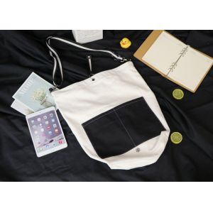 Adjustable Cotton Cross Body Bag , Foldable 10 OZ Recyclable Tote Bag