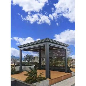 Quality Outdoor Space Aluminum Louvered Pavilions Adjustable Roof Polyester Canopy for sale