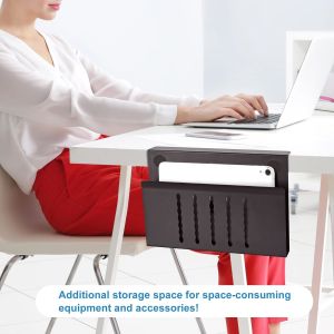 Adjustable Side Desk Laptop Holder with File Clamp-On Organizer and Magnetic Pen