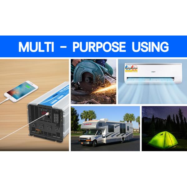 Heavy Duty 12V 2.4A Hybrid Solar Inverter LED 4000W Pure Sine Wave Power Inverter